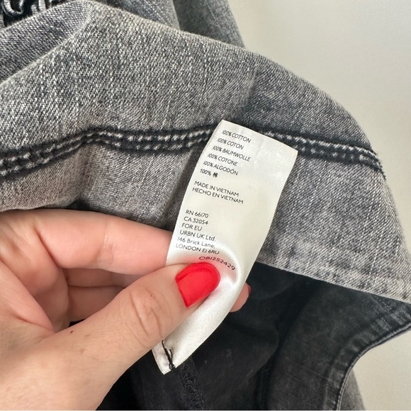 We The Free Free People charlotte smock top washed denim black peplum blouse top - Picture 6 of 15